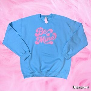 Be Mine Baby Blue & Pink Sweatshirt